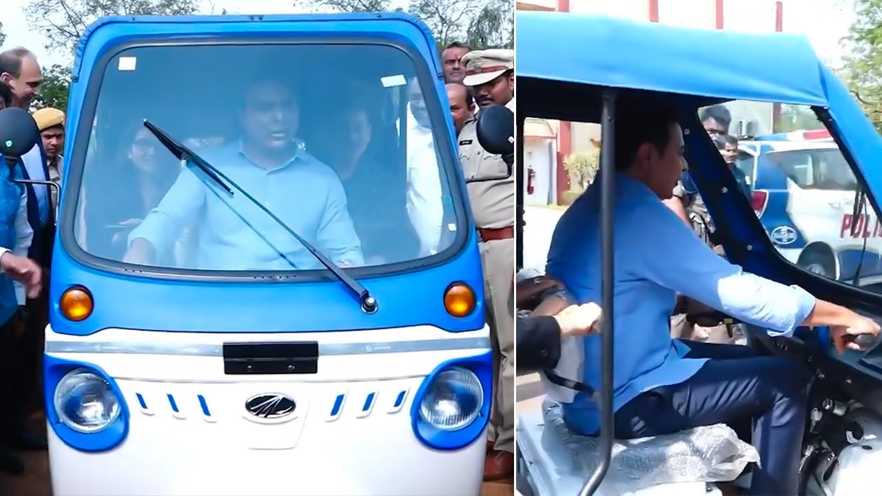 Minister KTR Driving Electric Auto | Minister KTR Latest Video ...