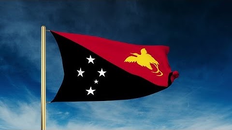 Papua New Guinea Flag Slider Style. Waving In The Win With Cloud Background Anim Stock Animation