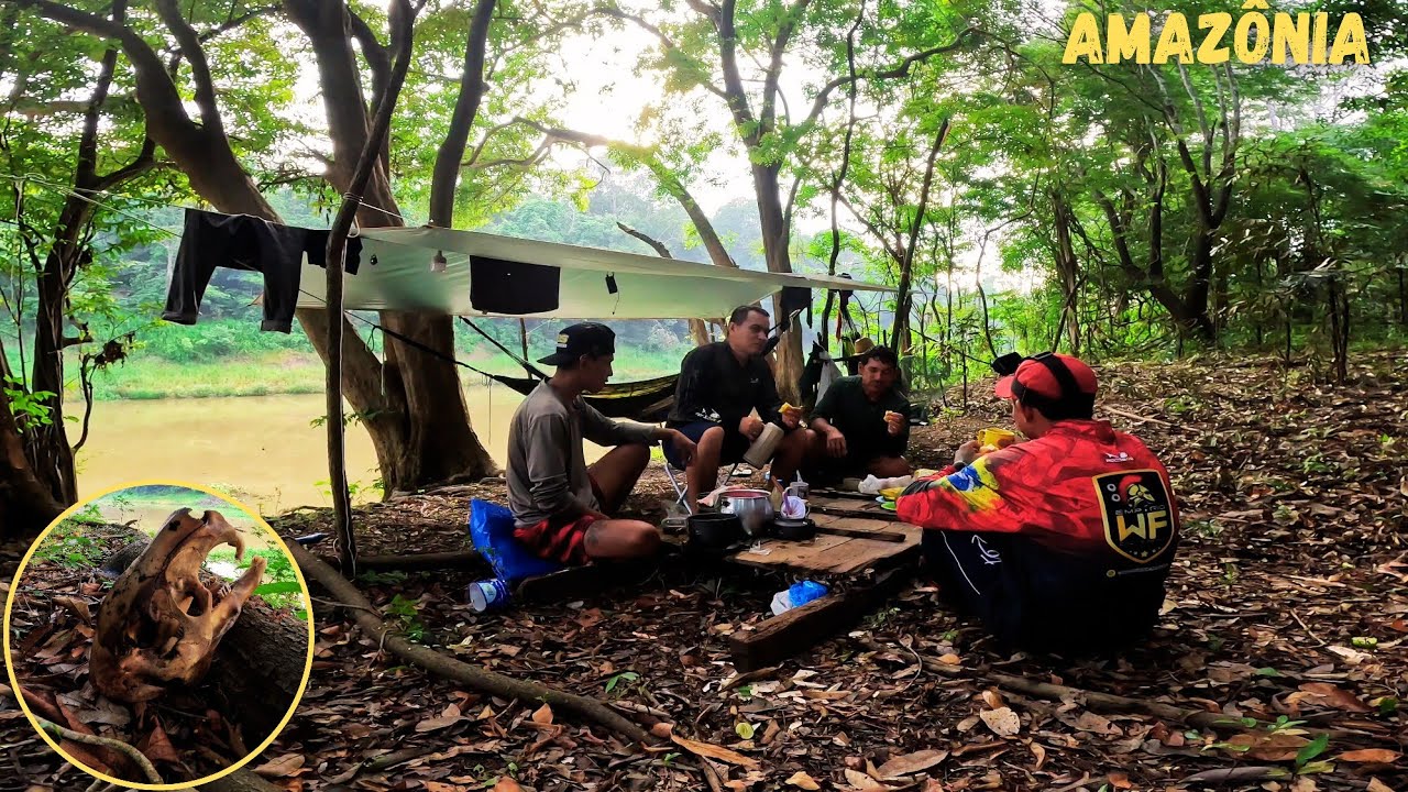 🏕🎣 PESCANDO ACAMPANDO encontramos a CABEÇA de um animal selvagem desconhecido