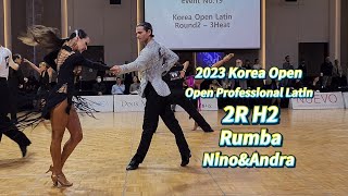Nino&Andra Rumba ️2023 Korea Open ?? Open Professional Latin 2R H2 Rumba