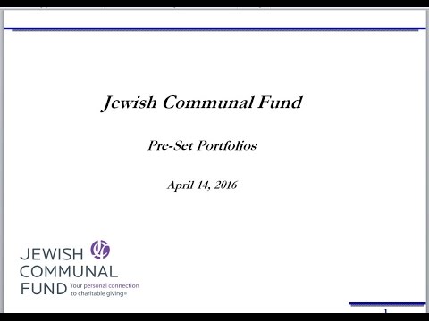 Jewish Communal Fund Pre-Set Investment Portfolios Explained