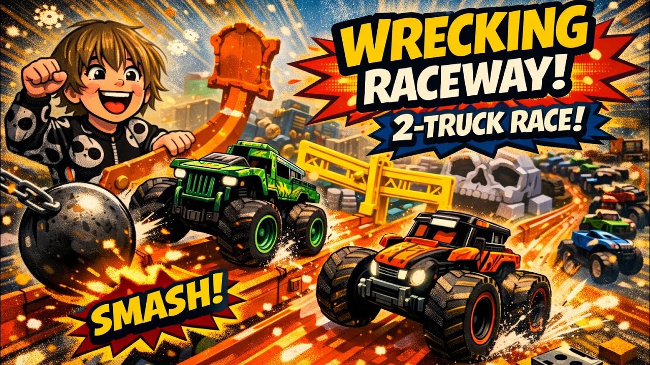 Гоночная трасса для монстр-траков! 🚚💥 Безумные гонки на двух грузовиках!