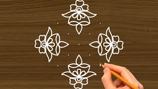 Daily Rangolo Designs With 7X3 Dots I Easy Deepam Rangoli I Festival Rangoli Designs