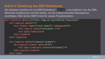 Wie man Namespaces zu XML-Elementen mit XSLT hinzufügt