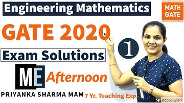 GATE 2020 EXAM SOLUTION I Engineering Mathematics I Mechanical I Afternoon I Part 1 I GATE MATHS