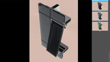 Four sided silicone curtain wall renderings in 3 different colors and panoramic rendering