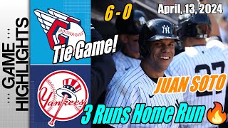Yankees vs Guardians Game 2 [TODAY] Highlights | JUAN SOTO 3 Runs Home Run | Tie Game! MLB Highlight