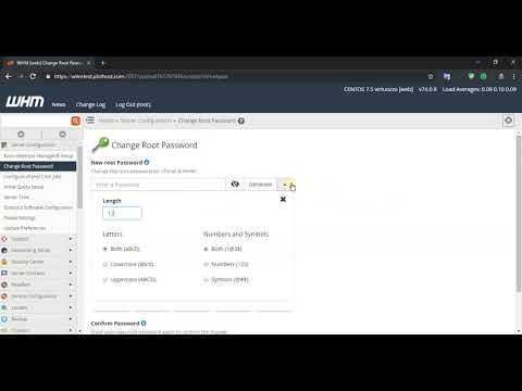 Change root password in WHM