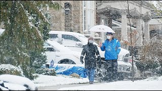 Snowfall in May in Toronto GTA area in Spring May 11