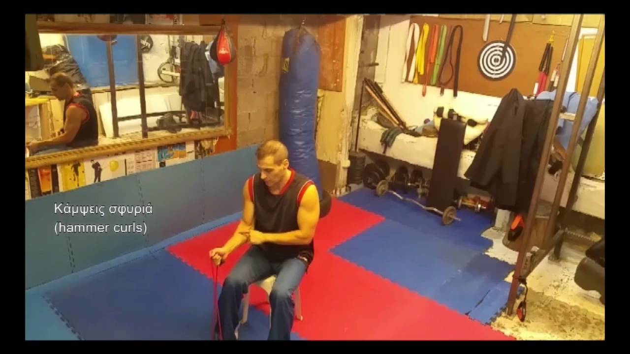 Δικέφαλοι και Τρικέφαλοι με ένα λάστιχο Biceps and Triceps with a resistance rubber band