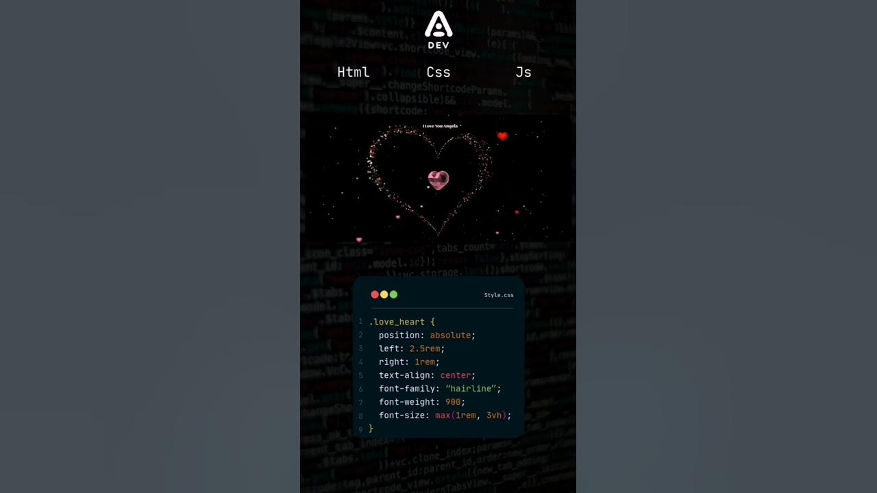 Love Heart, Html, Css y JavaScript #programming #html #css #code # ... image.
