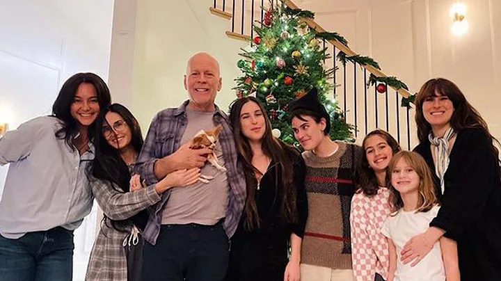 Bruce Willis All Smiles With Ex Demi Moore, Wife E...