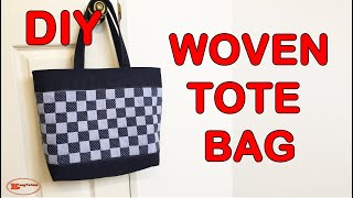 WOVEN TOTE BAG DIY | RECYCLE OLD CLOTHES |TOTE BAG SEWING TUTORIAL |EASY BAG MAKING |SEWING TUTORIAL