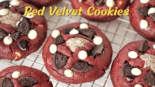 Red Velvet Stuffed Cookies recipe 🐙 | คุกกี้เรดเวลเวท | ซับไทย | #softcookies