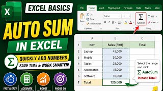 Microsoft Excel AutoSum Tutorial | SUM Functions Explained Step by Step | Excel for Beginners