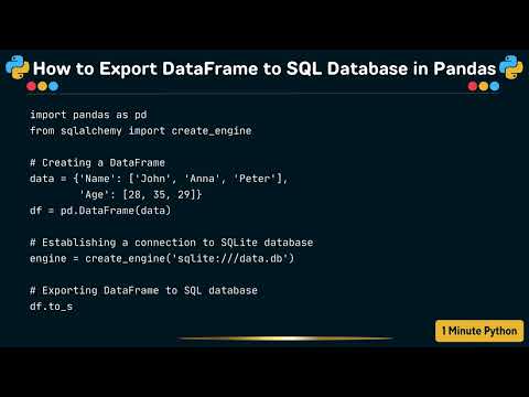 How to Export DataFrame to SQL Database in Pandas