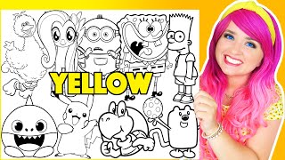 Coloring All YELLOW Characters | Baby Shark, SpongeBob, Fluttershy, Minions, Pikachu, Koopa & More