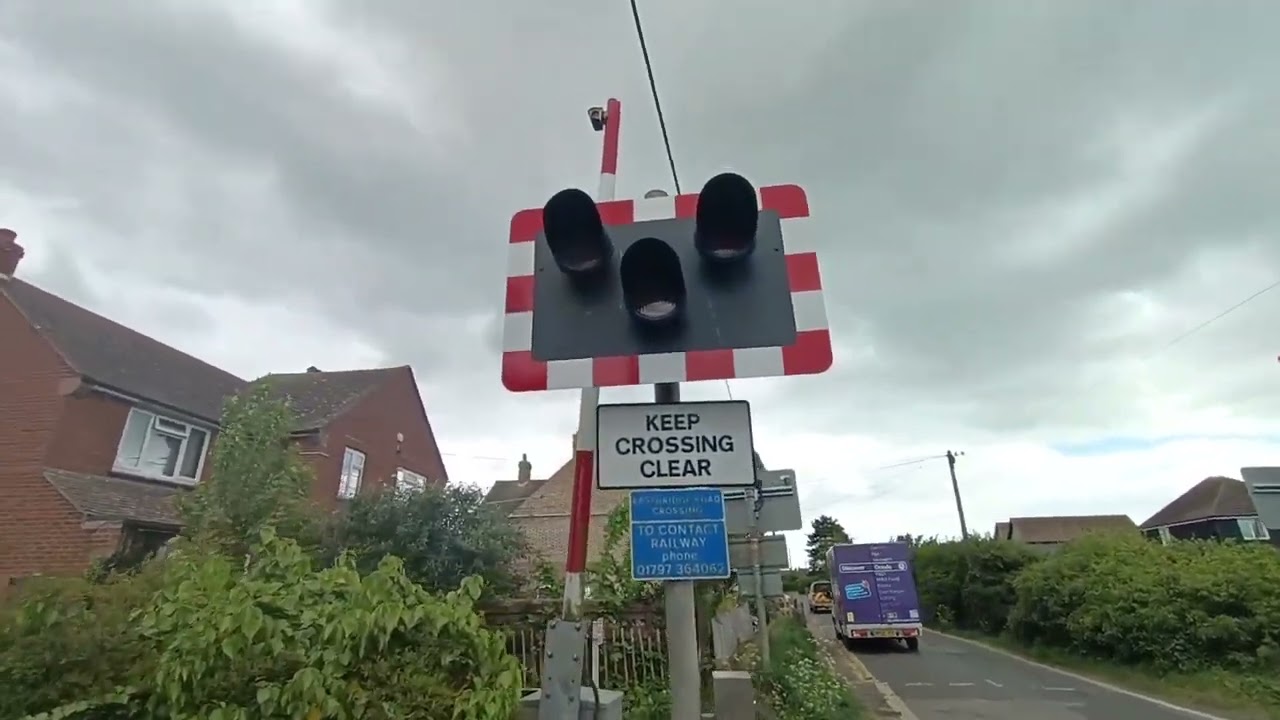 *Ultra Wide and New LED Lights* Dymchurch Eastbridge Road Level Crossing (Kent Coast) Sunday 4/5/25