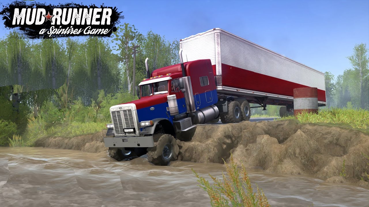Spintires MudRunner Peterbilt 379 Semi Truck Road Collapse