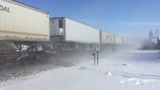 BNSF 6419 leads a fast westbound BNSF z-train in subzero wind chills Mazon, IL 12/30/17