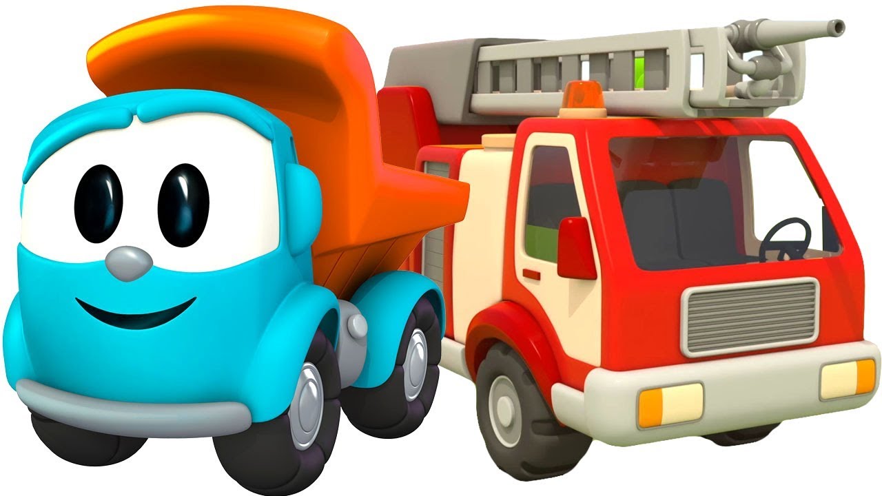 Leo der Lastwagen baut ein Feuerwehrauto. Cartoon für Kinder. YouTube