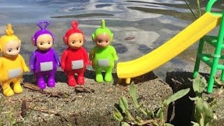 WATERSLIDE In The LAKE Teletubbies Toys Outdoor Kids Video!