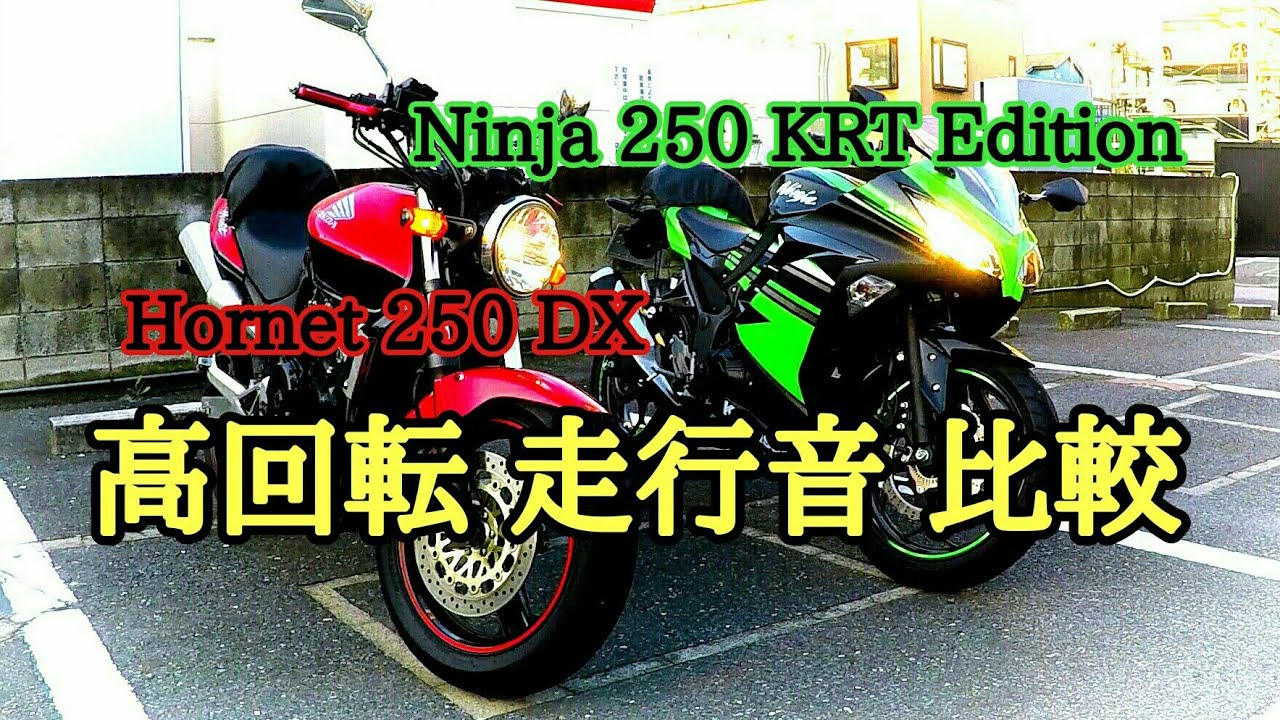 Ninja 250 KRT Edition ホーネット 250 DX 高回転 走行音比較 - YouTube