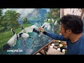 Lukisan burung bangau cantik karya pelukis dandan sa  cianjur  crane paintings acrylic painting