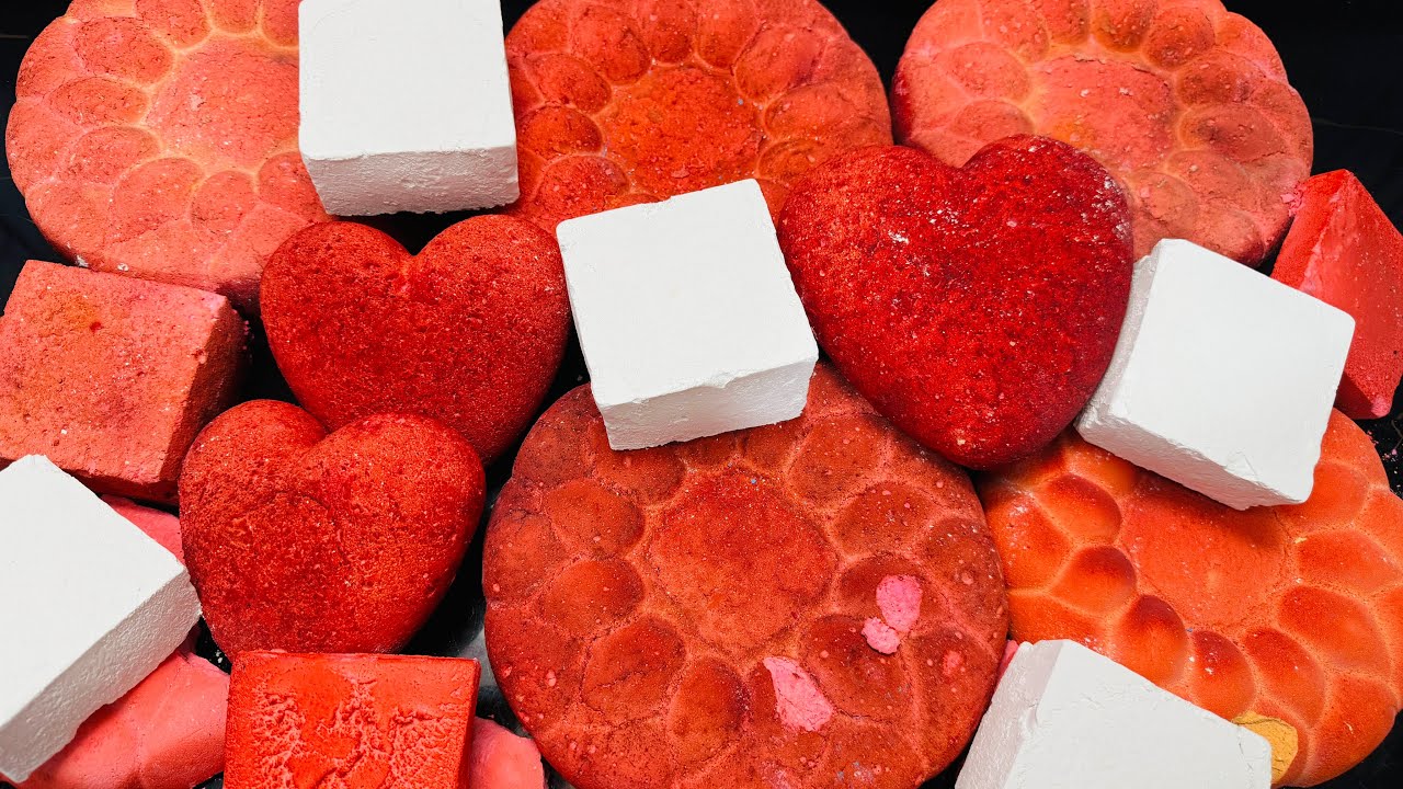Fluffy Crispy Red Dyed | Large Shape Satisfying Chalk ASMR Crush 