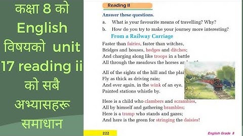 class 8 english subject unit 17/ reading ii /grammar ii/writing ii all exercises solution #english