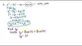 Undetermined Coefficients Example with Trig Function