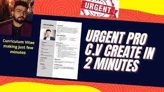 Create Urgent CV| Curriculum Vitae  Just 2 Minutes With Ms Office | Free  Template Word screenshot 1