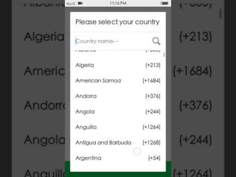 All country mobile code.