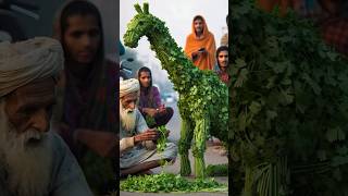 Poor Man Making Giraffe With Corriander Leaves...