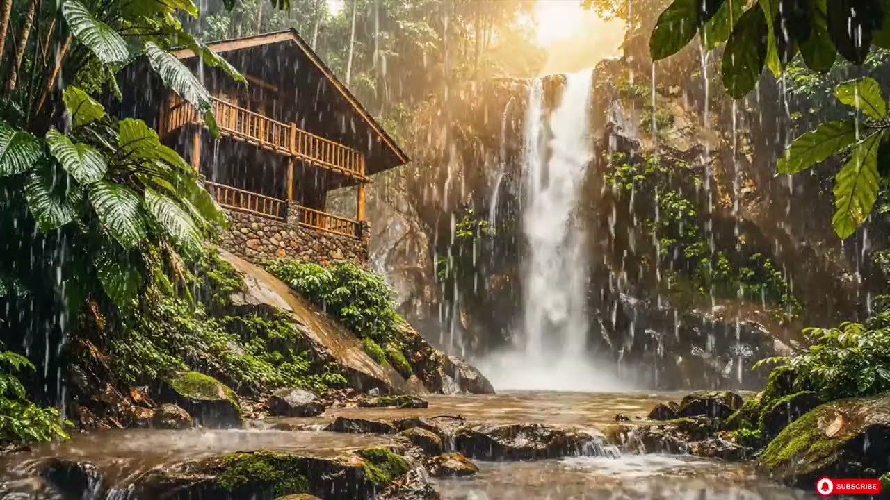 Blissful Forest Rain Rice Fields Overcast Day Peaceful Ambience Total Relaxation