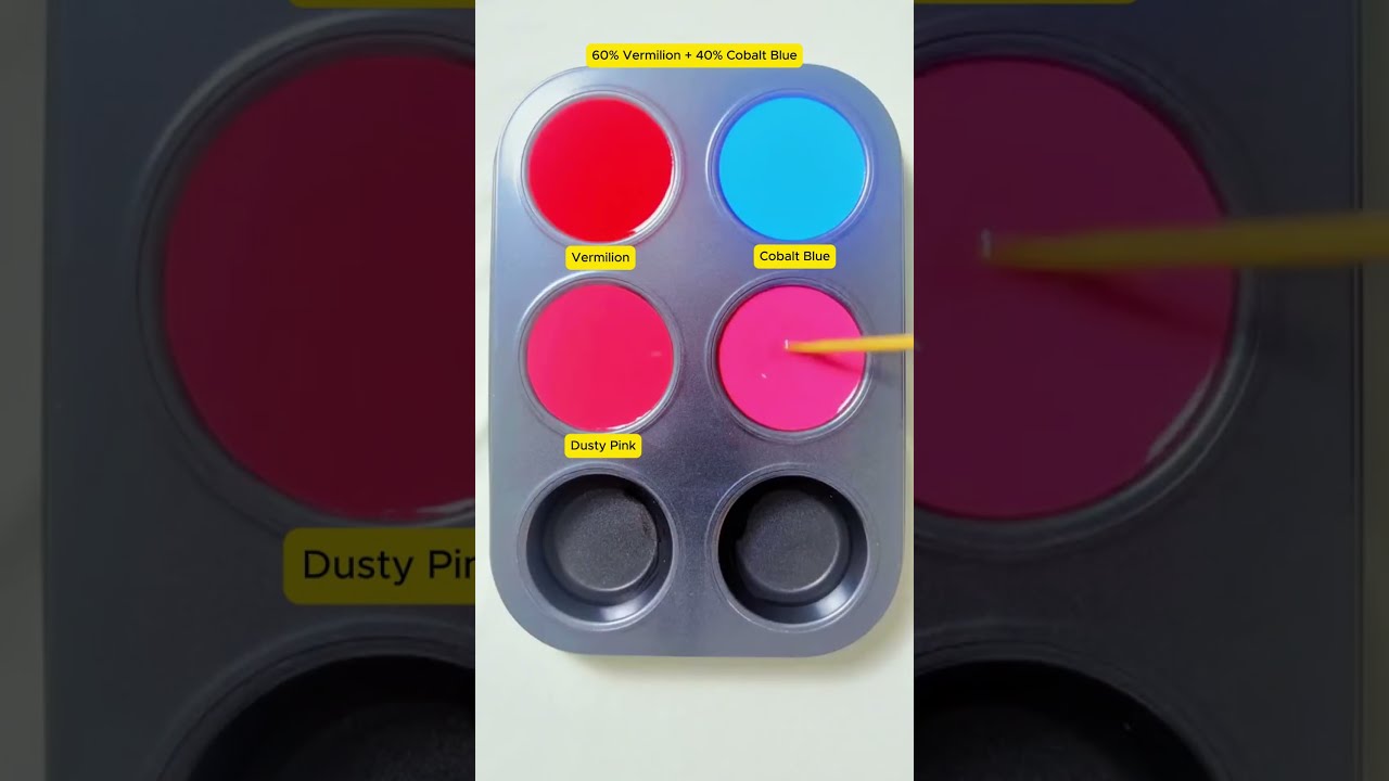 Create 4 Colors From 2 Vermilion Cobalt Blue Asmr Mix Satisfying Mixing
