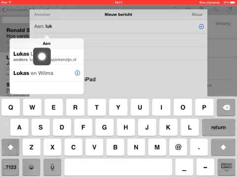 E-mail versturen met uw iPad