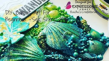 DIY  Mixed Media Canvas Art For Beginners | Sea Shore Canvas | Canvas Art | Easy Mixed Media Canvas