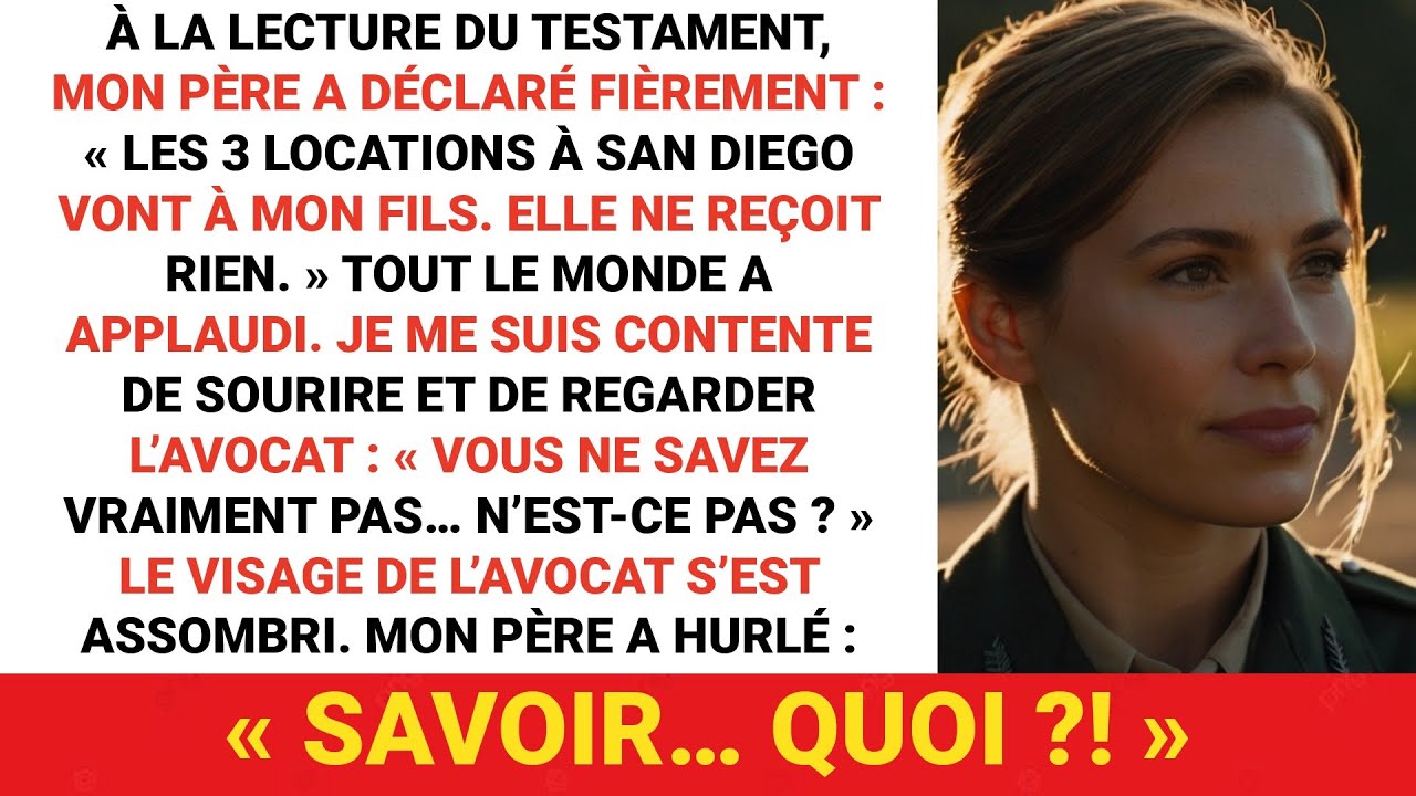 À la lecture du testament, mon père a essayé de m’exclure, mais j’ai simplement souri : “Maître…