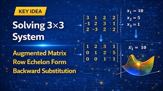 🌿Solving 3×3 System using Augmented Matrix, Row Echelon Form &amp; Backward Substitution🌿