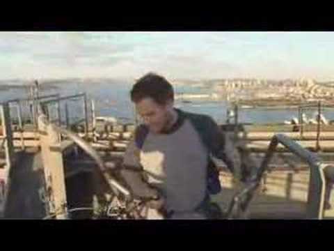 Michael Weatherly climbs the Sydney Harbour bridge.