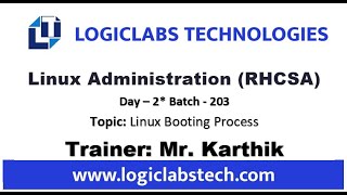 Linux Administration (RHCSA)  Day 2 * Topic - Linux Booting Process. Batch-203.
