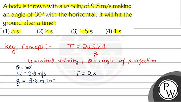 A body is thrown with a velocity of \( 9.8 \mathrm{~m} / \mathrm{s}...