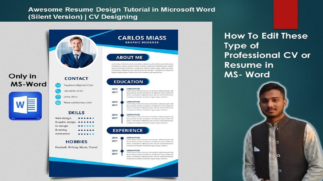 Awesome Resume Design Tutorial in Microsoft Word (Silent Version) | CV Designing