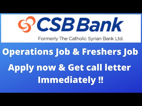 CSB Bank Recruitment 2021/Freshers Jobs/Dec 2021/No Fees