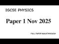 Edexcel International GCSE Physics November 2025 Paper 1 Full Walkthrough