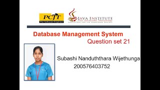 Database Management System Question Set 21
