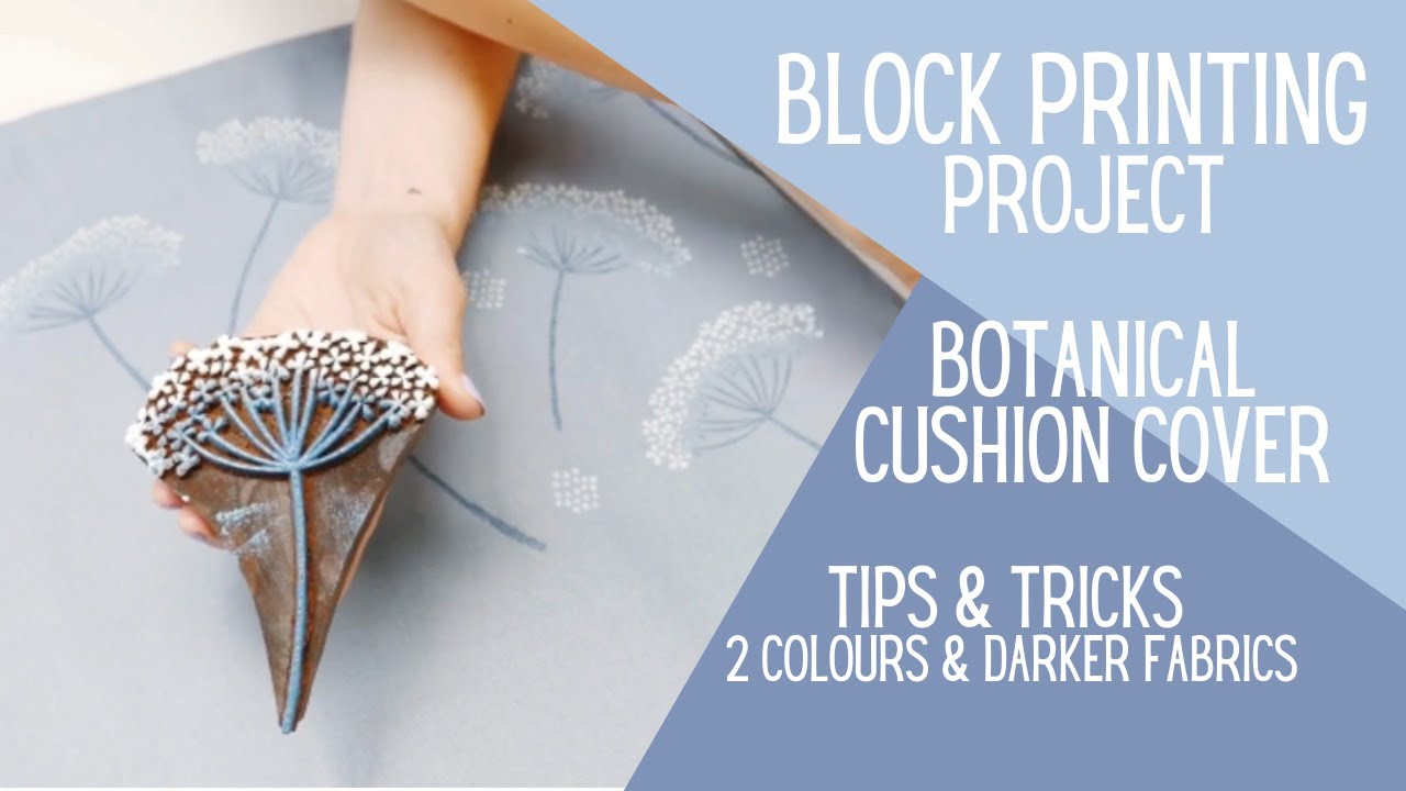 EASY Block Printing Project - Botanical Cushion Cover - The Arty Crafty Place