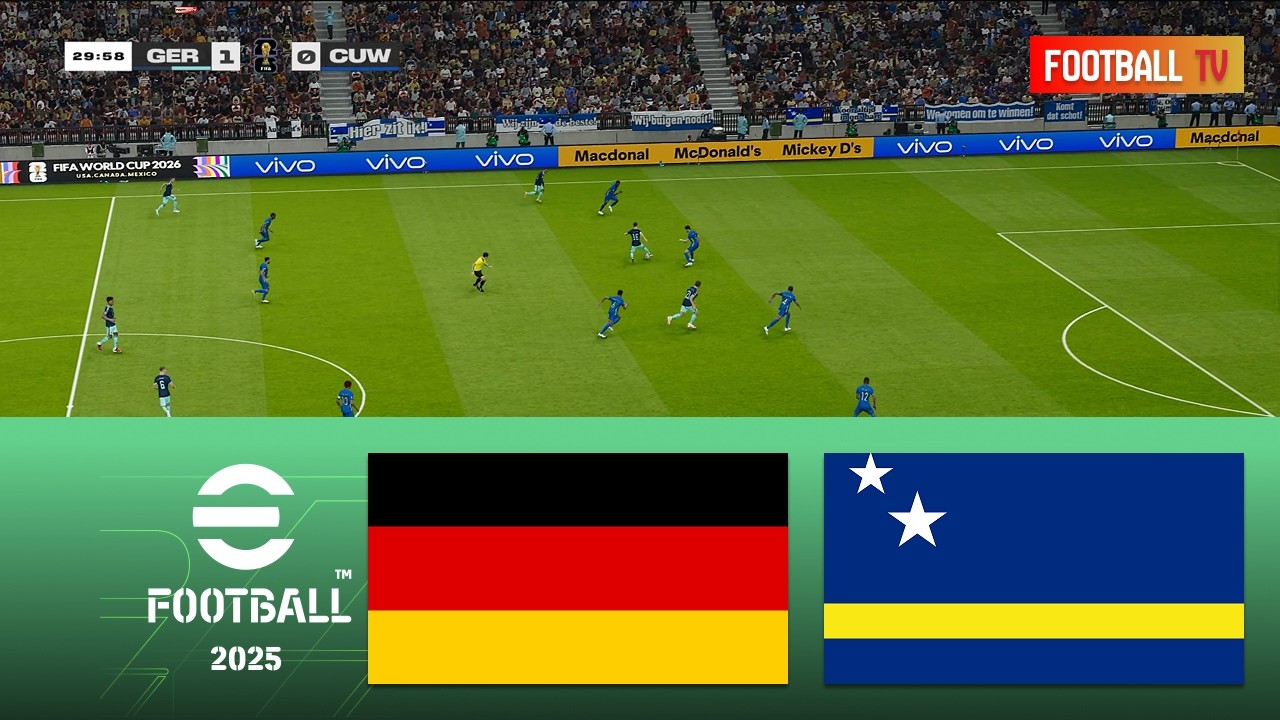🔴LIVE : GERMANY vs CURACAO | FIFA World Cup 2026 | Match Stream | PES Game Simulation