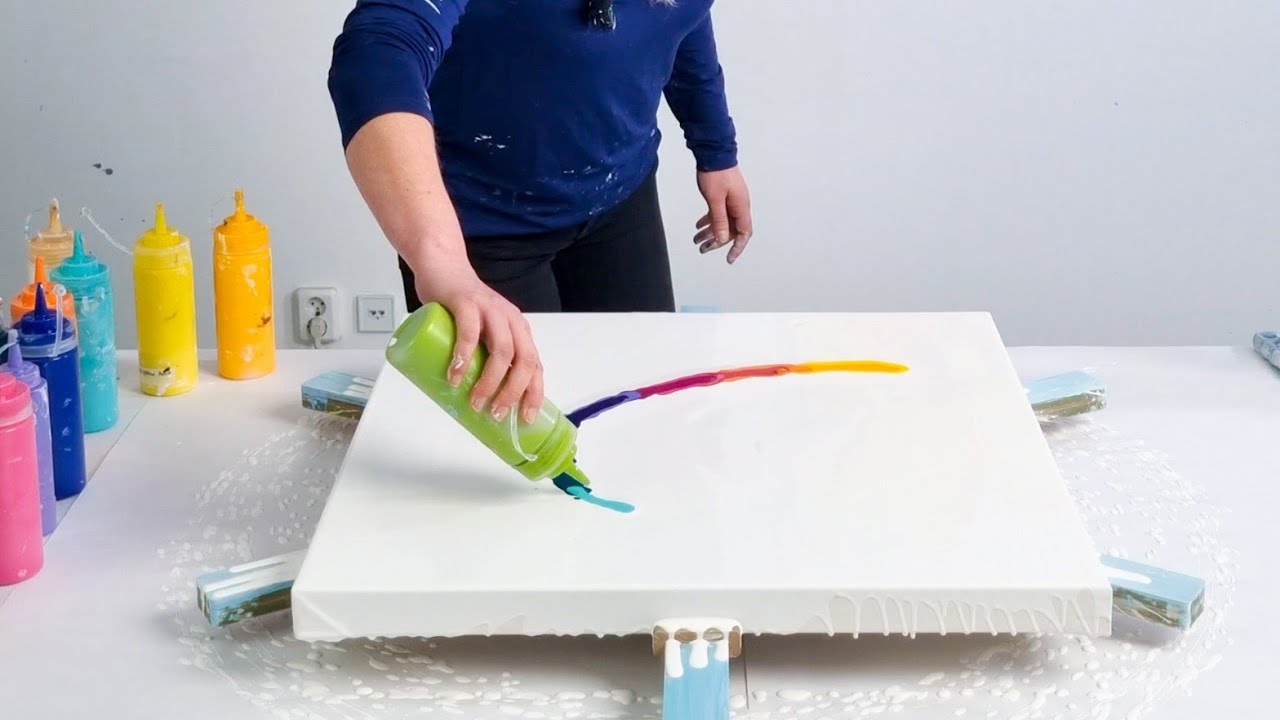 Joyful Rainbow Creation🌈 ~ Gradient Acrylic Pour Painting / Fluid Art